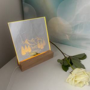 Personalisierter Spiegel, 15x15 cm, Dekoration, Motiv Berge, Dekoration für zu Hause Bild 3