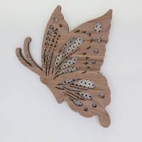 Rattan Schmetterling aus Nussbaum Holz | Boho Schmetterlinge | Rattan | Schmetterling für Kinderzimmer | Wohnzimmer | Bild 1