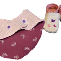 Krabbelschuhe Lauflernschuhe Baby Set Schuhe und Halstuch bestickt personalisiert Bild 1