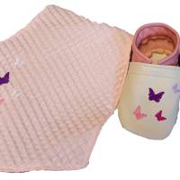 Krabbelschuhe Lauflernschuhe Baby Set Schuhe und Halstuch bestickt personalisiert Bild 2