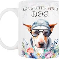 Hunde-Tasse LIFE IS BETTER WITH A DOG mit Bullterrier Bild 2