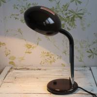 braune Tischlampe mit beweglichem Schirm Vintage Bild 2