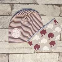 Set Mütze und Halssocke  - mit Elefanten KU 43   +++ Einzelstück +++ Bild 1