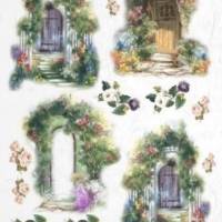 Tür - Garten -  Blume - Faserpapier - Reispapier - Decoupage - Motivpapier - Serviettentechnik - R0461 97 Bild 1