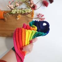 Gehäkelte Topflappen Regenbogenfarben 1 Paar | bunte Topflappen gehäkelt Baumwolle | nützliche Küchenutensilien | LGBT Bild 3