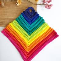 Gehäkelte Topflappen Regenbogenfarben 1 Paar | bunte Topflappen gehäkelt Baumwolle | nützliche Küchenutensilien | LGBT Bild 8