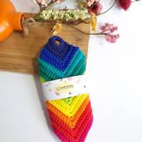 Gehäkelte Topflappen Regenbogenfarben 1 Paar | bunte Topflappen gehäkelt Baumwolle | nützliche Küchenutensilien | LGBT Bild 9