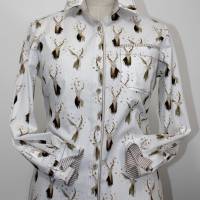 Damen Hemd Bluse Motiv Hirsch auf weißer Stoff Bild 1