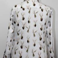 Damen Hemd Bluse Motiv Hirsch auf weißer Stoff Bild 3
