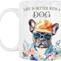 Hunde-Tasse LIFE IS BETTER WITH A DOG mit Französischer Bulldogge Bild 2