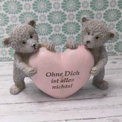 Bären mit Liebesherz zum Muttertag Vatertag oder Valentinstag  -  zum basteln oder dekorieren oder Gutscheine herstellen