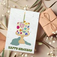 Pflanzbare Geburtstagskarte "Happy Birthday" Samenpapier Klappkarte | Wildblumen | Blumensamen Papierkarte Bild 2