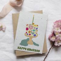 Pflanzbare Geburtstagskarte "Happy Birthday" Samenpapier Klappkarte | Wildblumen | Blumensamen Papierkarte Bild 3