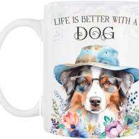 Hunde-Tasse LIFE IS BETTER WITH A DOG mit Australian Shepherd Bild 2