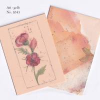 Klappkarte mit Umschlag Aquarell handgemalt minimalistisch rote Blumen Blüten A6 Format handmade günstig kaufen Bild 3