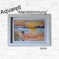 Aquarell, DIN A4 "Abendstimmung", original & signiert Bild 1