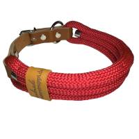 Hundehalsband, Tauhalsband, 3x8 mm, verstellbar, rot, Verschluss mit Leder und Schnalle, edel und hochwertig Bild 1