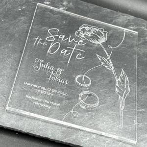 Traumhafte Einladungskarten aus Acryl zur Hochzeit, Save the Date Bild 3