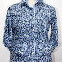 Damen Hemd Bluse Motiv Kreise  Blau/Hakki Bild 1