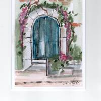 Grußkarte,  Erinnerung,   Wanddekoration-  schöne Tür, maurischer Stil-  handgemalt Bild 1