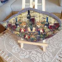 Ovales Bildtablett „Festliches Büffett“, Dekoration für Ess- oder Wohnzimmer, Bild in Serviettentechnik auf Holz Bild 2
