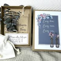 Personalisiertes Geldgeschenk zur Hochzeit mit Trockenblumen, Geschenk zur Trauung für das Brautpaar, Ehepaar Bild 1