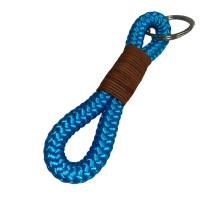 Schlüsselanhänger handgefertigt der Marke AlsterStruppi in blau, braunem Leder, personalisiert ist möglich Bild 1