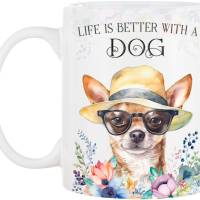 Hunde-Tasse LIFE IS BETTER WITH A DOG mit Chihuahua Bild 2