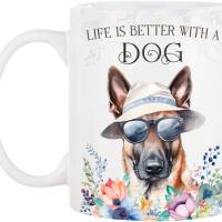Hunde-Tasse LIFE IS BETTER WITH A DOG mit Malinois Bild 2