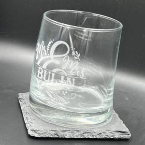 Whiskyglas mit Wunschgravur, Mr. and Mrs., Hochzeitsgeschenk, Trinkglas, personalisierte Geschenke Bild 3