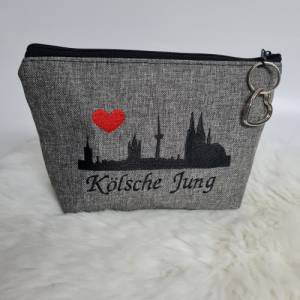 Kosmetiktasche  Kölsche Jung Kölner Dom Skyline Bag Schminktasche Utensilientasche Kleinigkeiten Tasche mit Anhänger Bild 1