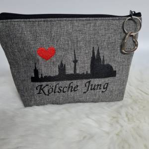 Kosmetiktasche  Kölsche Jung Kölner Dom Skyline Bag Schminktasche Utensilientasche Kleinigkeiten Tasche mit Anhänger Bild 3