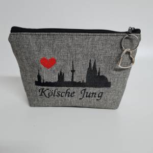 Kosmetiktasche  Kölsche Jung Kölner Dom Skyline Bag Schminktasche Utensilientasche Kleinigkeiten Tasche mit Anhänger Bild 5