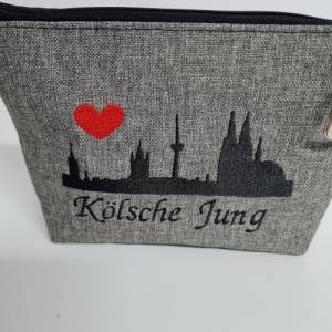 Kosmetiktasche  Kölsche Jung Kölner Dom Skyline Bag Schminktasche Utensilientasche Kleinigkeiten Tasche mit Anhänger Bild 6