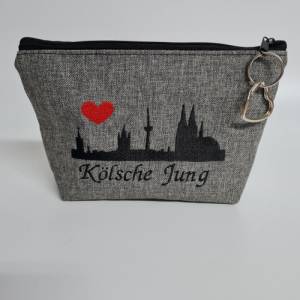 Kosmetiktasche  Kölsche Jung Kölner Dom Skyline Bag Schminktasche Utensilientasche Kleinigkeiten Tasche mit Anhänger Bild 7