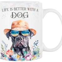 Hunde-Tasse LIFE IS BETTER WITH A DOG mit Cane Corso Bild 1