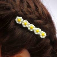 ❋ Haarclip "Daisy Bell" Gänseblümchen Margerite weiß gelb, versilbert, Haarklemme, Snap ❋ Bild 1