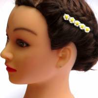 ❋ Haarclip "Daisy Bell" Gänseblümchen Margerite weiß gelb, versilbert, Haarklemme, Snap ❋ Bild 3