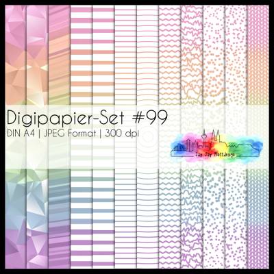 Digipapier Set #99 (Pastell Regenbogen) abstrakte & geometrische Formen  zum ausdrucken, plotten & mehr
