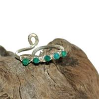 925er Silber Ring handgemacht mit Mini Achat grün funkelnd m Bandring wirework gehämmert Bild 2