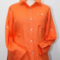 Damen Hemdbluse in Leinen Orange Bild 1
