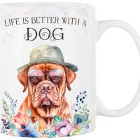 Hunde-Tasse LIFE IS BETTER WITH A DOG mit Bordeaux Dogge Bild 1