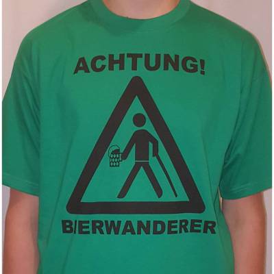 ACHTUNG BIERWANDERER T-Shirt mit Siebdruck in tollem grün - perfekt für Brauereiwanderung Vatertag Bier Liebhaber