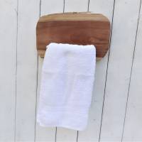 Handtuchhalter Holz braun mit weißem Halter Bild 1
