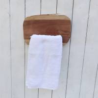 Handtuchhalter Holz braun mit weißem Halter Bild 2