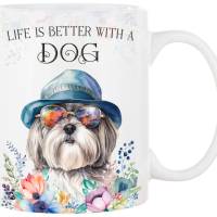 Hunde-Tasse LIFE IS BETTER WITH A DOG mit Shih Tzu Bild 1
