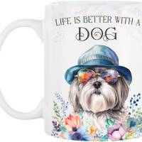 Hunde-Tasse LIFE IS BETTER WITH A DOG mit Shih Tzu Bild 2