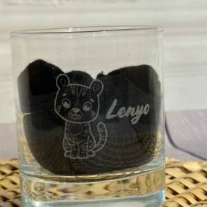 Lario Glas, Personalisiertes Geschenk 30cl, Motiv Tiger mit Namen Bild 1