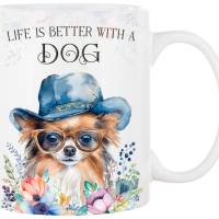 Hunde-Tasse LIFE IS BETTER WITH A DOG mit Chihuahua Bild 1