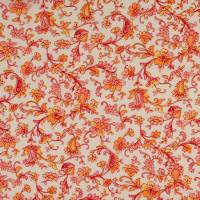 Viskose Satin Sommerstoff Blumenzauber weiß-rot-orange (1m/15,-€) Bild 1